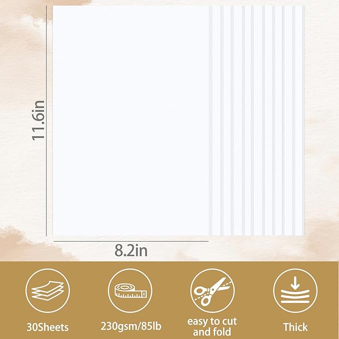 120 Sheets White Cardstock Paper 8.2 x 11.6, 230gsm/85lb Card Stock Paper for Scrapbook, Craft, Cards Making, Menus, Invitations