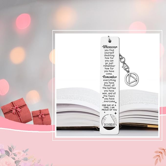Sobriety Gift for Women Men, Proud of You Sobriety Bookmark, Alcoholics Addiction Stay Clean and Sober Bookmark, Inspirational Christmas Graduation Gifts-DB11
