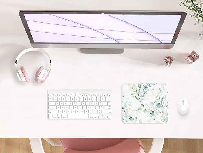 eulps Mouse Pad with Stitched Edge, Multiple Patterns Computer Mouse Pads with Non-Slip Rubber Base, Washable Cloth Mousepad, for Gaming, Laptop, PC (Leaves)