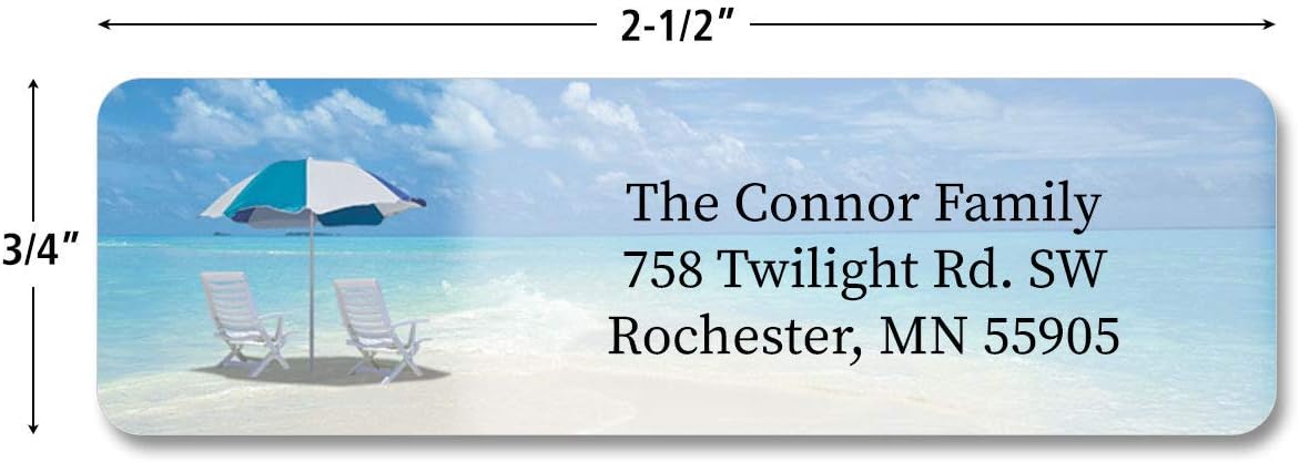 Colorful Images Calm Seas Rolled Personalized Return Address Mailing Labels with Dispenser, Customize with Name & Shipping Address, 250 ¾” x 2½” Self Adhesive, Easy Peel Label Roll
