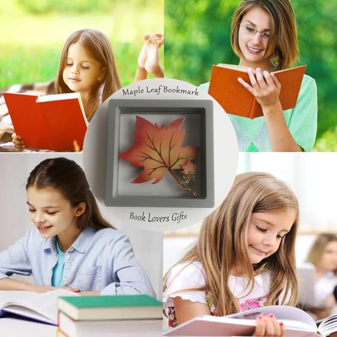 Bookmarks for Book Lovers Book Marks for Reading Women Birthday Graduation Christmas Gifts for Her Cute Metal Bookmark Book Markers Stocking Stuffers for Teens (Maple Leaf)