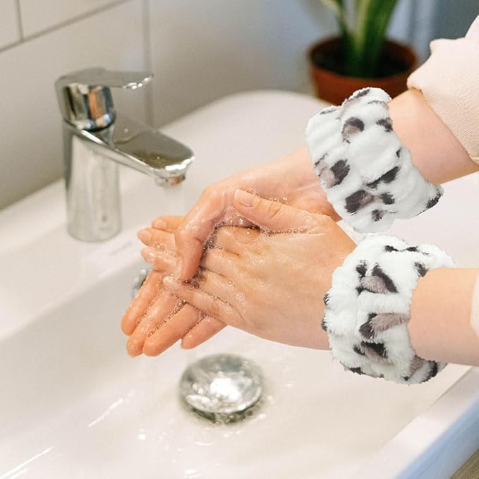 2 Pairs Wrist Washband for Women Washing Face, Wrist Spa Washband Absorbent Wristbands, Prevent Liquids from Spilling Down Your Arms