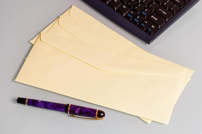 EnDoc #9 Colored Envelopes - 80 Pack - Cream Pastel Color 3 7/8 x 8 7/8 envelope, Letter Size, For Home, Offices, Holiday, Invoices and Mailings