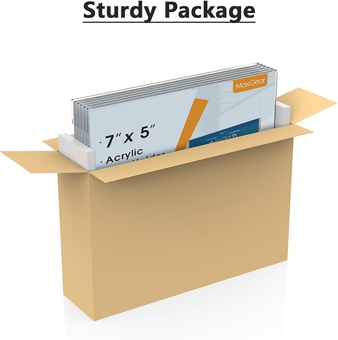 MaxGear Acrylic Sign Holder 5x7, Clear Plastic Wall Mount Sign Holder with Double-Sided Tape, Acrylic Picture Frame Flyer Paper Document Holder Acrylic Wall Frame for Home, Office, Restaurant, 6 Pack