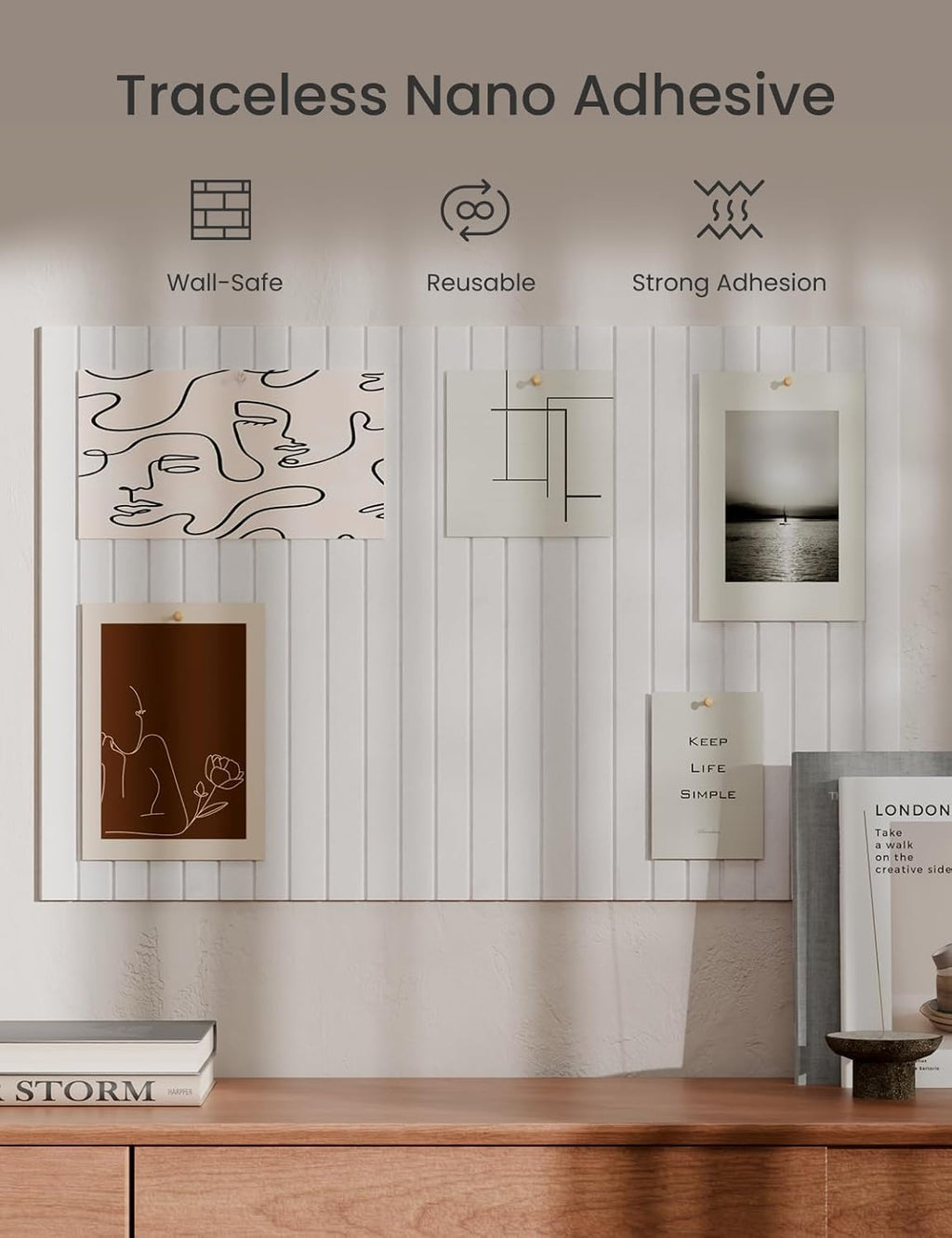 Bumusty Large Cork Board Alternative-36 x24 Felt Bulletin Board Tiles, with 30 Pushpins, 40 Adhesive Tabs, 6-Pack Slat Wall Paneling, Cork Boards for Office Push Pin Board Felt Board-Milky White