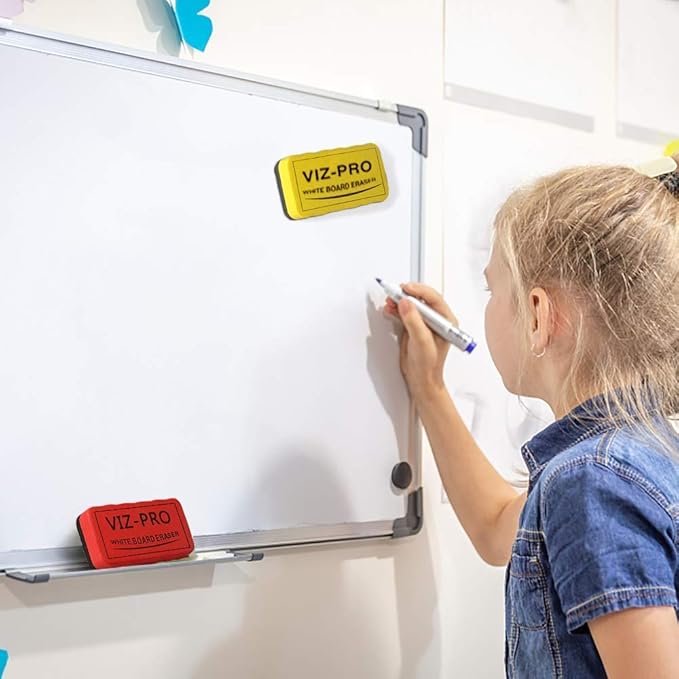 VIZ-PRO Magnetic White Board Eraser, 3 Colored Eraser, 3 Piece