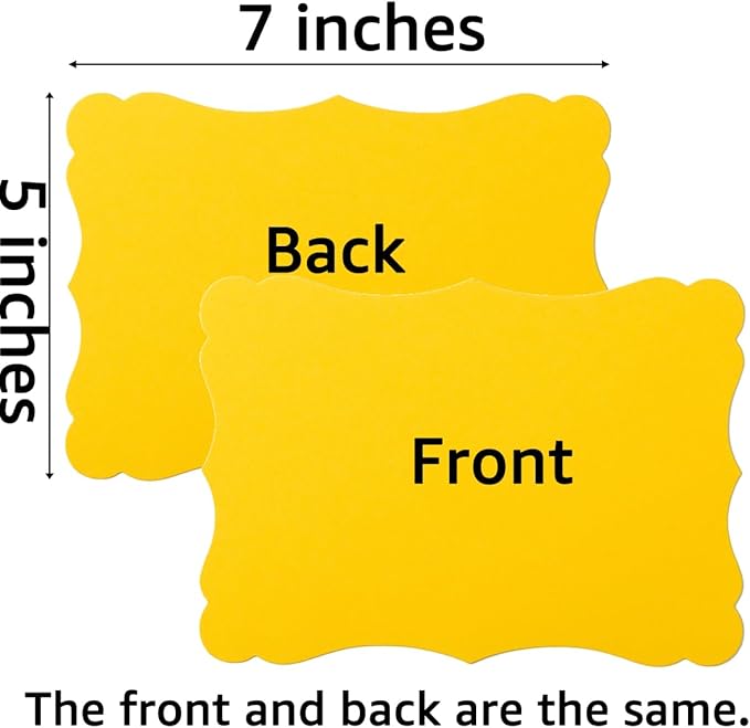 50 Pack Blank Kraft Cards Cardstock Thick Paper Brown Greeting Cards for DIY Gift Card Menus, Baby Shower and Wedding Invitations (Yellow, 5 Colors, 5x7IN)