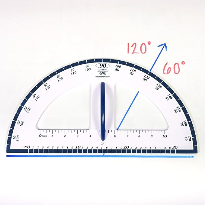 LEARNING ADVANTAGE Magnetic Dry Erase Protractor - Geometry Measurement Tool - for Whiteboards and Chalkboards - Teach Geometric Math Concepts - Angles and Shapes (7591)