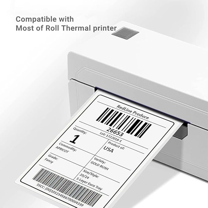Hybsk 4x6 inch Direct Thermal Labels for Barcodes, Address, Compatible with Rollo Label Printer & Zebra Desktop Printers (4"x6",2 Rolls White)