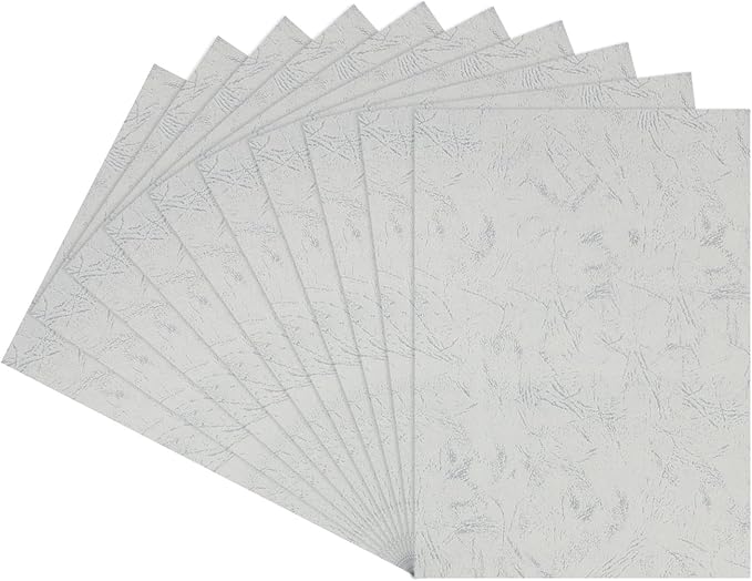 MECCANIXITY 100pcs A4 8-1/2 x 11.5 Inch Presentation Binding Covers Letter Size Leather Textured Grain Paper Un-Punched for Business Reports, Pale Gray