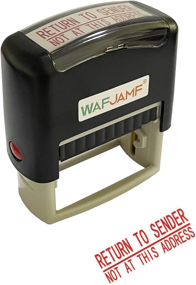 WAFJAMF Return to Sender Not at This Address Stamp – Self Inking Rubber Stamp Office Stamp Message Stamp for Business Supplies Red Ink-L