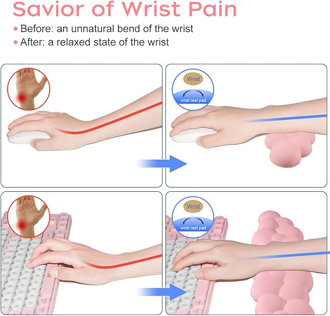 JIKIOU Upgrade Leather Cloud Keyboard Wrist Rest, Cloud Wrist Rest with Non-Slip PU Base, Comfortable Memory Foam Wrist Rest for Computer Laptop Mac Gaming Office and Pain Relief Wish Christmas Gift