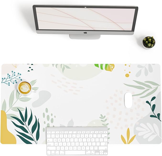 Colorful Star Abstract Boho Large Mouse Pad, Waterproof Green White Desk Mat, Double Sided Computer Gaming Mouse Pad, XXL Full Desk Mousepad Non Slip Writing Pad for School Office Home 31.5" x 15.7"