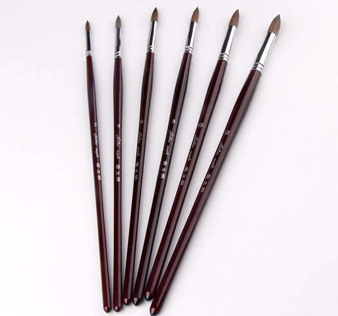 Artist Paint Brushes-Superior Sable Watercolour Brushes Round Point Tip Paint Brush Set for Watercolor Acrylic Painting Supplies