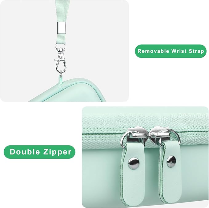 Canboc Case for Memoking/Ponek/Phomemo/Omezizy/Memoqueen T02 Mini Printer Sticker Printer/Phomemo M02 Printer, T02 Portable Thermal Printer Box for Thermal Paper, USB Cable, Green (Case Only) ﻿