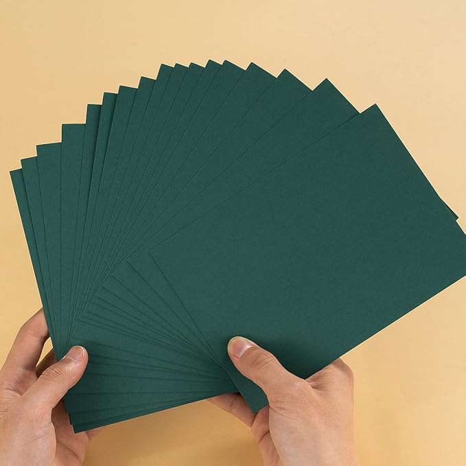 100 Pack Thick Paper Cardstock Blank Heavy Cards Stock for Invitations, Greeting Cards Making, Postcards, Photos, 250GSM Thick Paper (Dark Green, 5x7 inches)