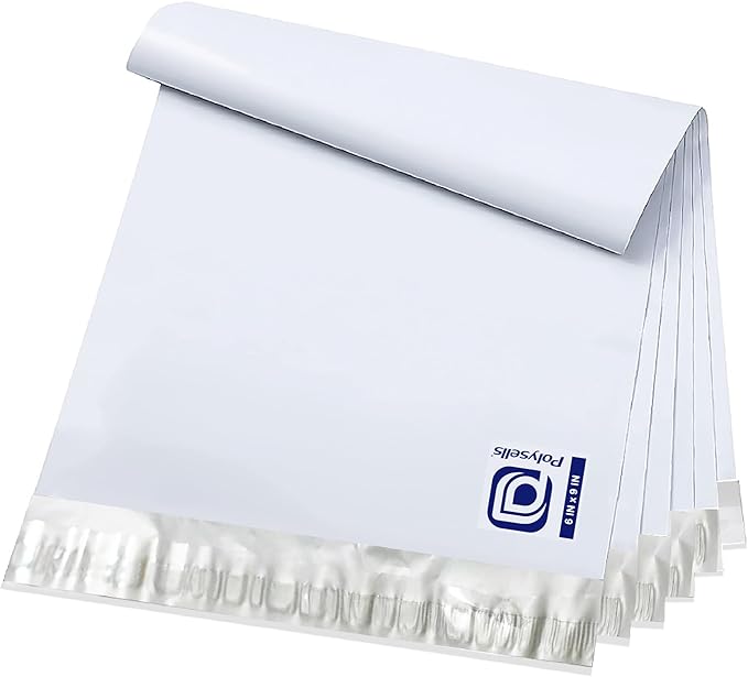 POLYSELLS 1000 pcs 6x9 Inches White x Silver Poly Mailers Shipping Envelopes, Strong Adhesive Sealing, Waterproof, and Tear-resistant Postal Mailing Bags for Clothing, Books, and Accessories