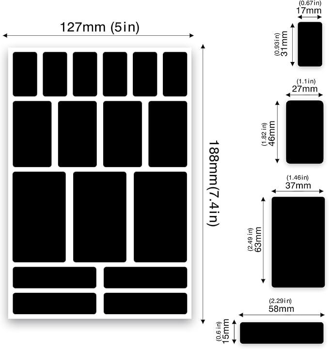 170Pcs Black Removable Labels for Jars,for Storage Bins,for Food Containers with 2 Liquid Chalk Marker(Black)