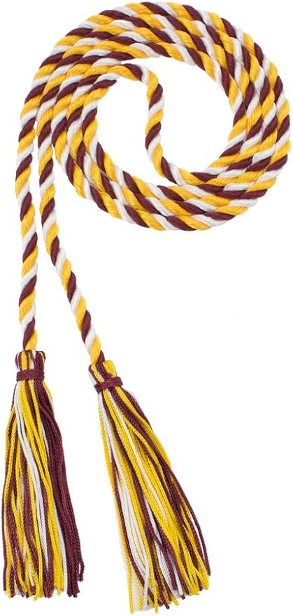 Tassel Depot Graduation Honor Cord - Maroon/Gold/White - Every School Color Available - Made in USA