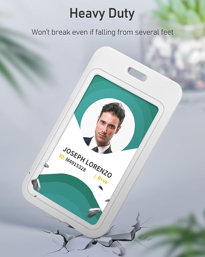 Uniclife 3 Pack Sliding ID Badge Holder Vertical Hard Plastic Case with Clear Window White Card Protector Pouch for Office School ID Credit Cards Proximity Key Cards Driver’s Licenses and Passes