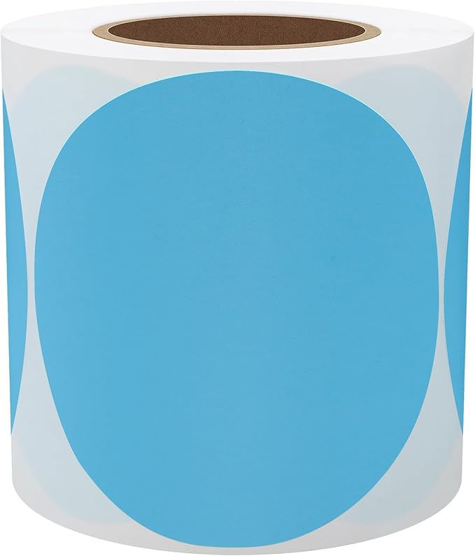 Hybsk 3 inch Circle Color Direct Thermal Stickers Shipping Labels for Barcodes,Name Tag,DIY Logo Design,Inventory– Compatible with Zebra,Rollo,Munbyn,and More-350 pcs (3 inch,Light Blue)