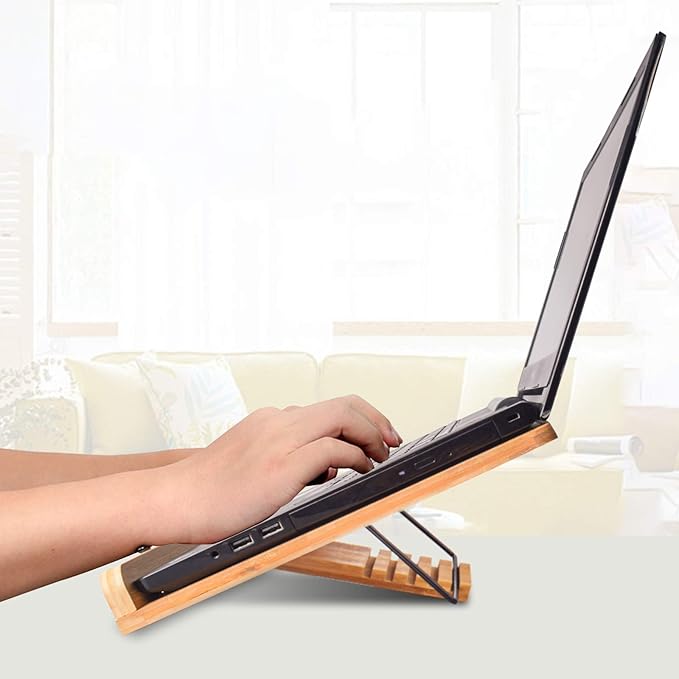 wishacc Book Stand XL-Large Size 15.4" x 11.0" Main Board-Adjustable Foldable Book Holder with Page Holder Clips - Holds Cookbooks, Receipe Books, Textbooks, Tablets, Laptops, Music Books, Documents