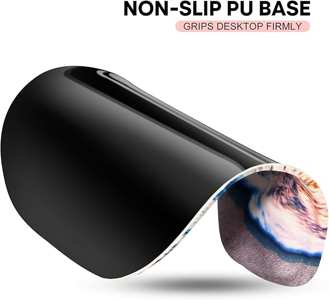 JIKIOU Mouse Pad, 2 Pack Ergonomic Mouse Pads with Comfortable Gel Wrist Rest Support and Lycra Cloth, Non-Slip PU Base for Easy Typing Pain Relief Durable and Easy to Clean Small Beach