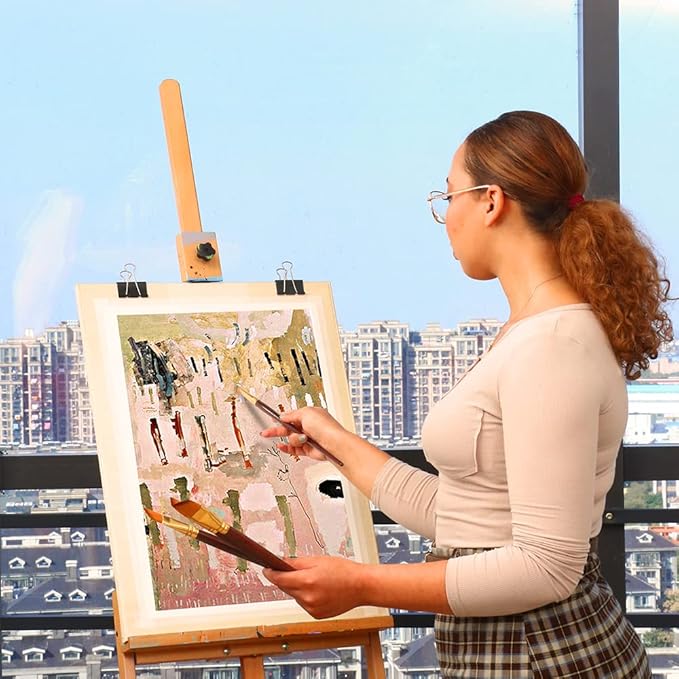 Transon 16pcs Professional Long Artist Paint Brush Set with Brush Case Assorted for Acrylic Watercolor Gouache Oil Tempera and Body Painting