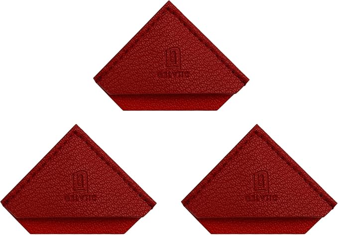 3 Pieces Leather Bookmarks Handmade Page Marker for Men Women and Kids, Faux Leather Page Clips Corner Book Markers for Students Teachers Gift for Writers Bookworm Book Lovers (06-Red)