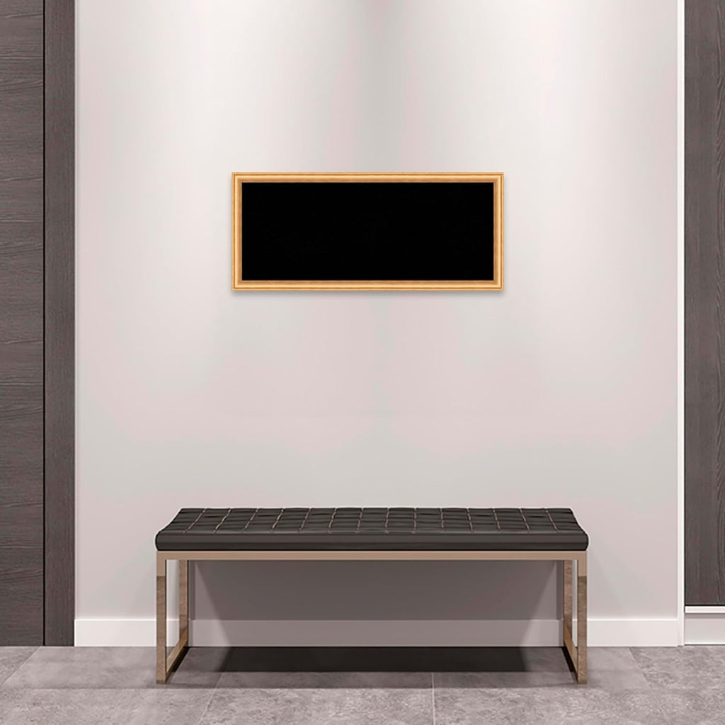 Amanti Art Black Cork Board for Wall, 14x32 Vision Board with Gold Wood Frame, Medium Corkboard Office Decor for Home Organization, Casual Corkboard Pinboard to display items for home organization