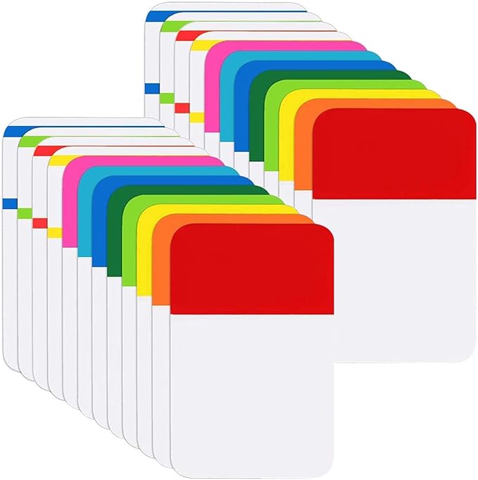 KICNIC File Index Tabs 1 Inch Sticky Flags 480 Pcs, Colored Page Markers Self Adhesive, Repositionable Note Tabs for Documents, Books, Paper, Notebooks, Filing and Folders [24 Sets, 10 Colors]