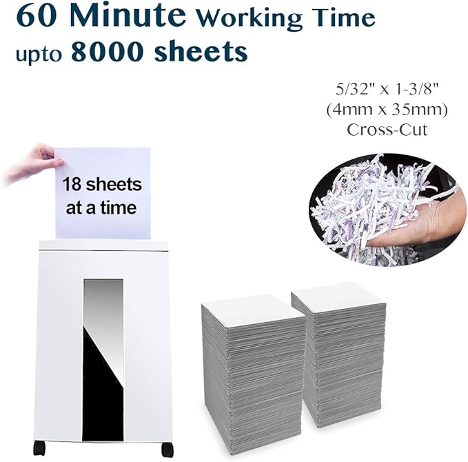 WOLVERINE 18-Sheet Shredders for Home Office Heavy Duty P-4 Security Level Crosscut Paper Shredder Paper/CD/Card Ultra Quiet Paper Shredder for Home with 6 Gallons Pullout Waste Bin SD9113(White ETL)