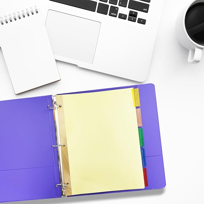 Binder Divider, PANDRI 200 Pack Binder Index Dividers with 5 Tabs and Sticky Notes, Letter Size Paper Binder Divider for School Office Home Business