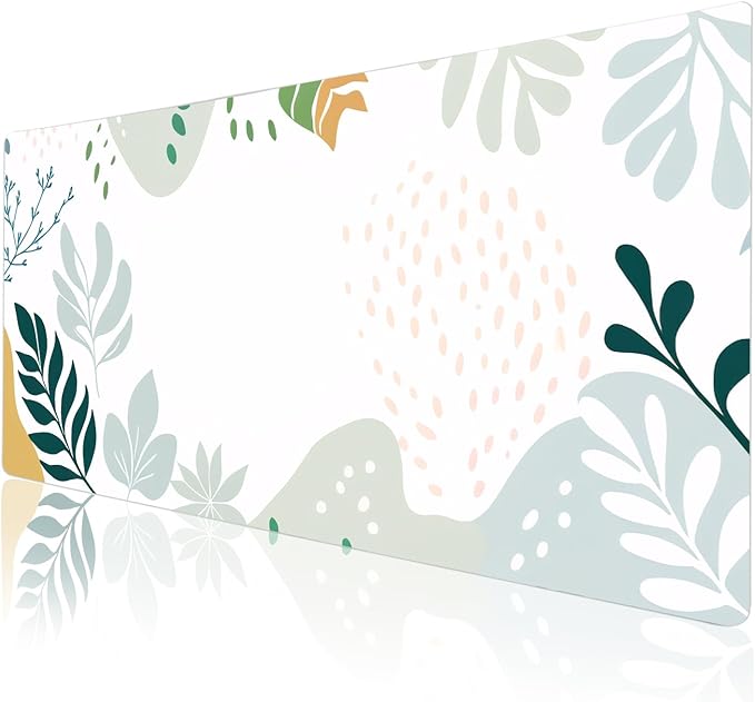 Colorful Star Abstract Boho Large Mouse Pad, Waterproof Green White Desk Mat, Double Sided Computer Gaming Mouse Pad, XXL Full Desk Mousepad Non Slip Writing Pad for School Office Home 31.5" x 15.7"