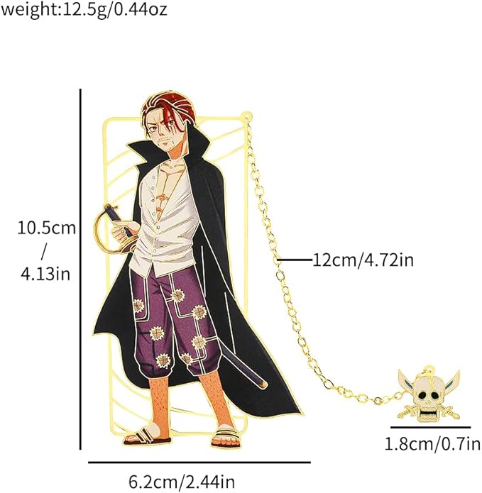 One Pieces Anime Luffy Shanks Uta Book Mark - Brass Metal Bookmark, Stationery School Supplies, Gift for Book Lover, Friends, Anime Fans Collection (Set-4)