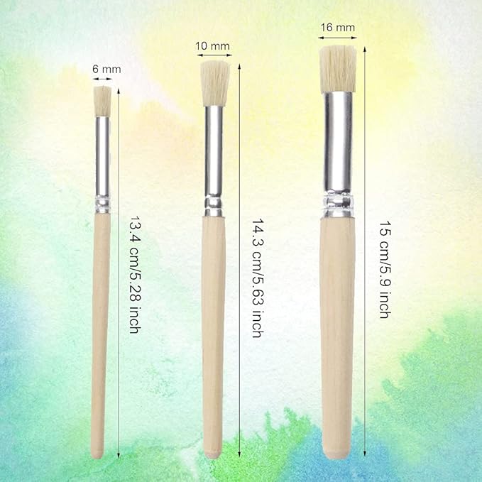 PENTA ANGEL Wooden Stencil Brush Natural Wood Bristle Template Art Paint Brushes for Acrylic Oil Watercolor Painting on Wood Wall Paper and Crafts Project DIY (6)