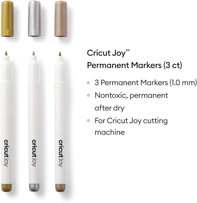 Cricut Joy Permanent Metallic Markers 1.0 mm, Gold/Silver/Copper (3 ct), Multicolor