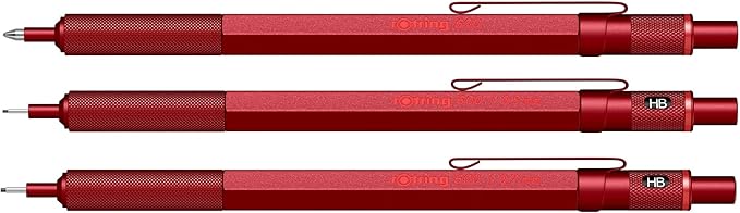rOtring 600 Ballpoint Pen, Medium Point, Black Ink, Red Barrel, Refillable