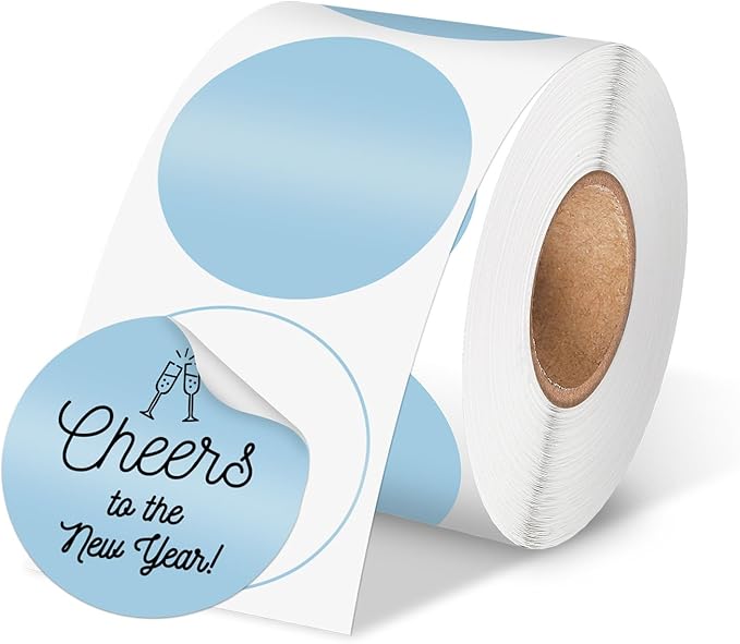 Phomemo 2” Color Circle Thermal Labels, Self-Adhesive Round Direct Sticker Labels, Circular Thermal Printer Label for Logo Design, Name/Price Tag, Thanks Card, Address, QR Code, 750 Labels/Roll, Blue