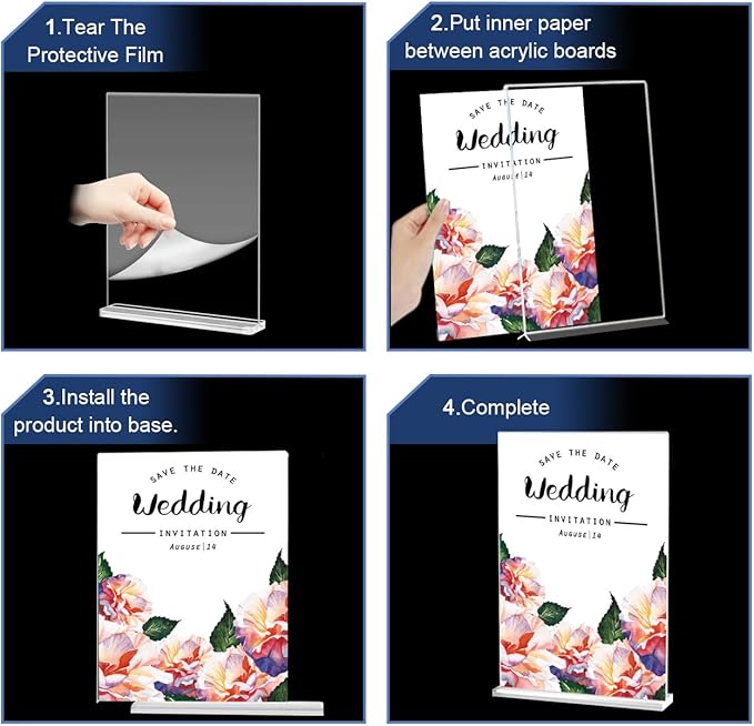 6 Pack Acrylic Sign Holder 8.5 X 11, Vertical T Shape Clear Plastic Sign Holder, Double Sided Clear Display Stand Table Top Sign Paper Holder, Sign Holder Suitable for Office, Store, Restaurant