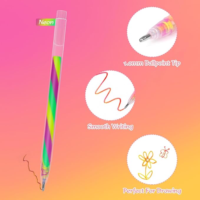 12 Pack Mixing of 3 Colors Rainbow Gel Pens Color Changing Ballpoint Pen Neon Pens Set for Adults Coloring Books Drawing Doodling Anime Scrapbooking Notes