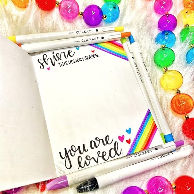 Zebra Pen ClickArt Retractable Marker Pen, Fine Point, 0.6mm, Assorted Light & Dark Ink Colors, 24-Pack, 69824