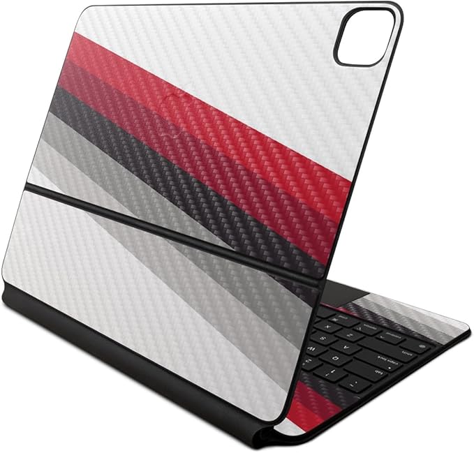Carbon Fiber Skin Compatible With Apple Magic Keyboard for iPad Air 13-inch (M2) 2024 - Slant Stripes - Premium 3M Vinyl Protective Wrap Decal Cover - Easy To Apply | Crafted in the USA by MightySkins