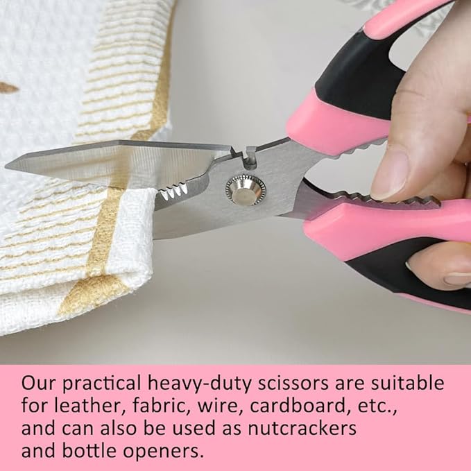 Utility Scissors Heavy Duty, Ultra Sharp Blade Shears, Comfortable Non-Slip Handle, Multipurpose Stainless Steel Scissors For Cutting Cardboard, Fabric, Carpet, Leather, Wire