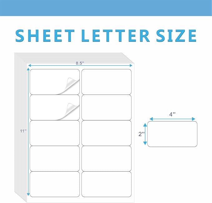 2"×4" Shipping Labels, JIQEZNL Premium 10 UP Address Labels, 300 Mailing Labels for Envelopes for Laser/Ink Jet Printer, White Paper Printable Sticker Labels 10 Per Sheet 8.5"×11"