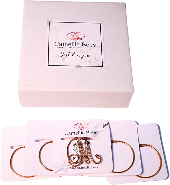 Personalized Initial Copper Bookmark, Set of 5, Handmade Copper Gift for Her, Him, Couple on Birthday, Wedding Anniversary, Alphabet Bookmark (M)