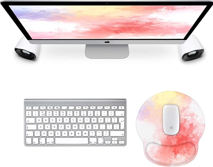 eulps Mouse Pad with Wrist Rest, Comfortable Computer Mousepad with Gel Wrist Support Smooth Surface and Non-Slip PU Base for Pain Relief, Laptop, Office & Home (Colorful Tie-Dye)