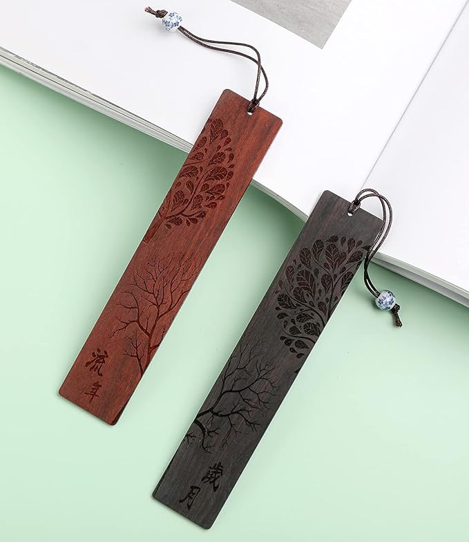 Wooden Bookmark Engraved Book Mark Vintage Style Best Unique Gifts Set for Book Lovers,Women,Men,Teacher,Birthday Present