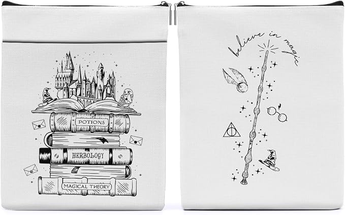 Magic Stuff Magic Book Sleeve Book Cover Book Lovers Gifts Book Club Gifts Wizard Book Protector Book Gifts for Readers Women Magic Movie Fans Bibliophile Bestie Friend Graduation Birthday Gifts
