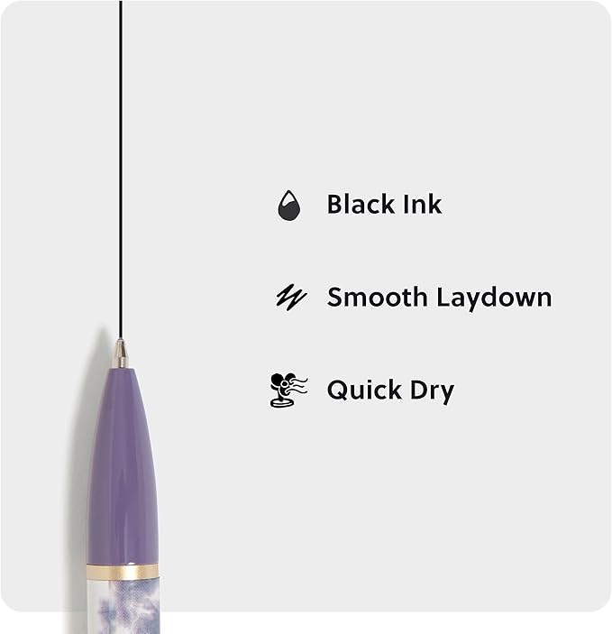 U Brands Monterey Ballpoint Pens, Set of 4, Soft Dye With Gold Details, Bold (1.0 mm) Point, Black Ink